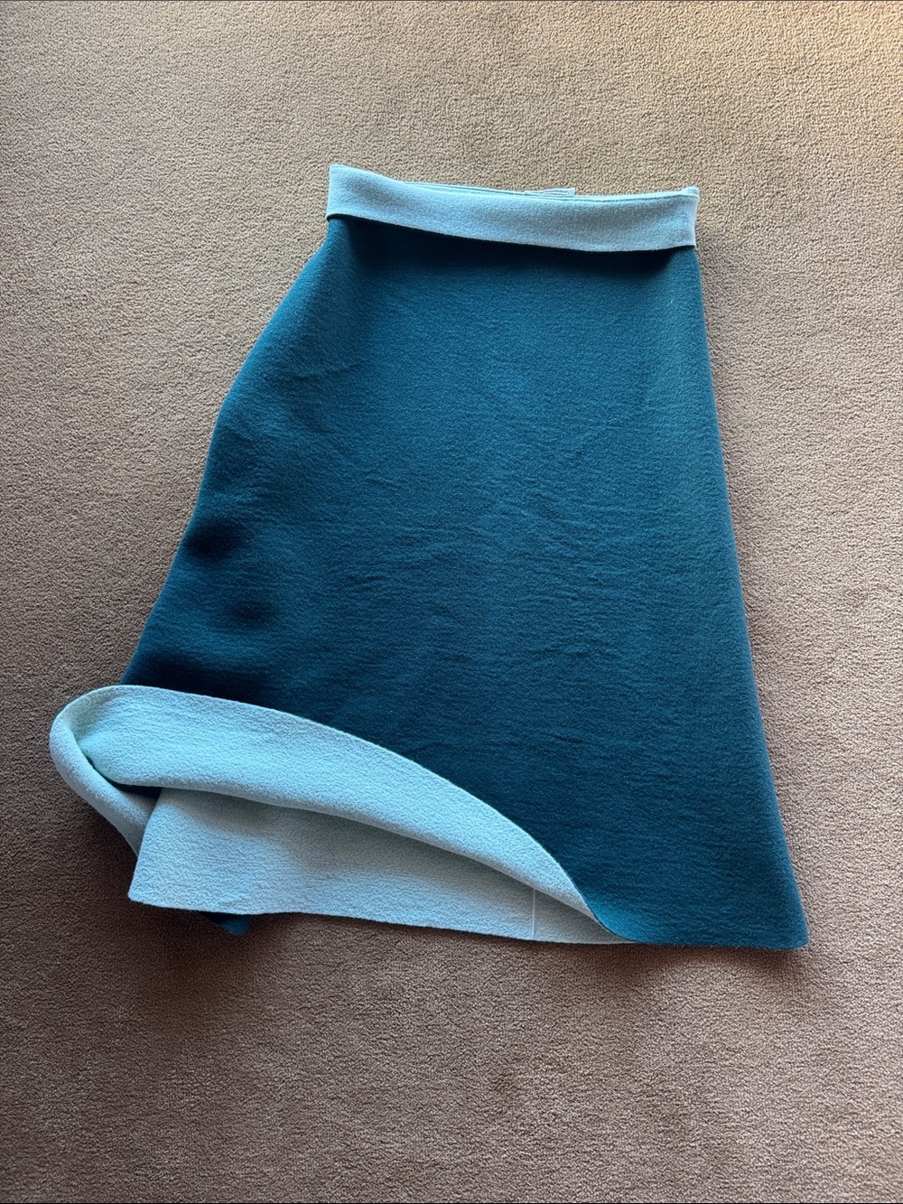 Jil Sander Skirt Midi Green asymmetric reversable Wool Cashmere Skirt 38 / M